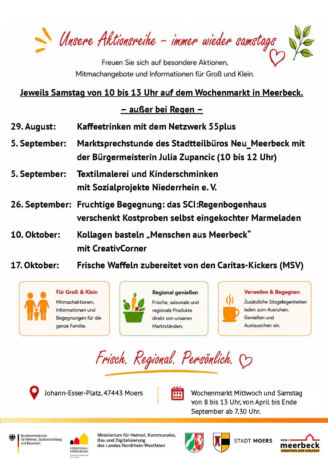 Gemeinsames Kaffeetrinken auf dem Meerbecker Wochenmarkt